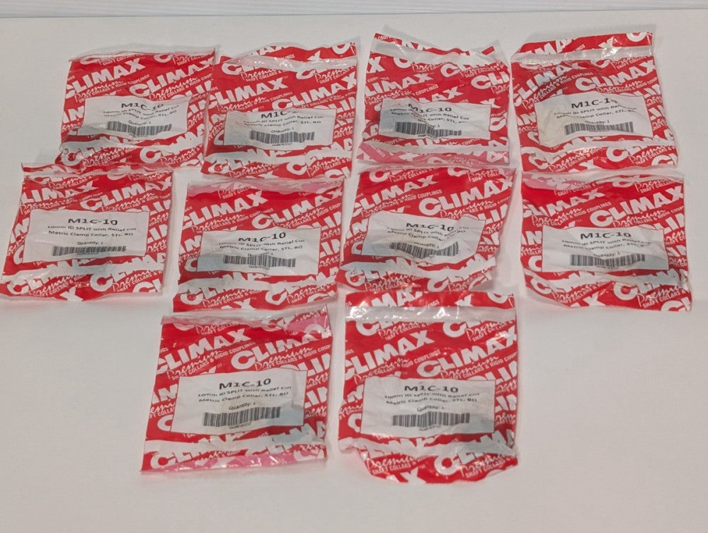 Lot of 10 Climax M1C-10, Split Relief Cut Metric Clamp Collar, 10mm ID, Steel