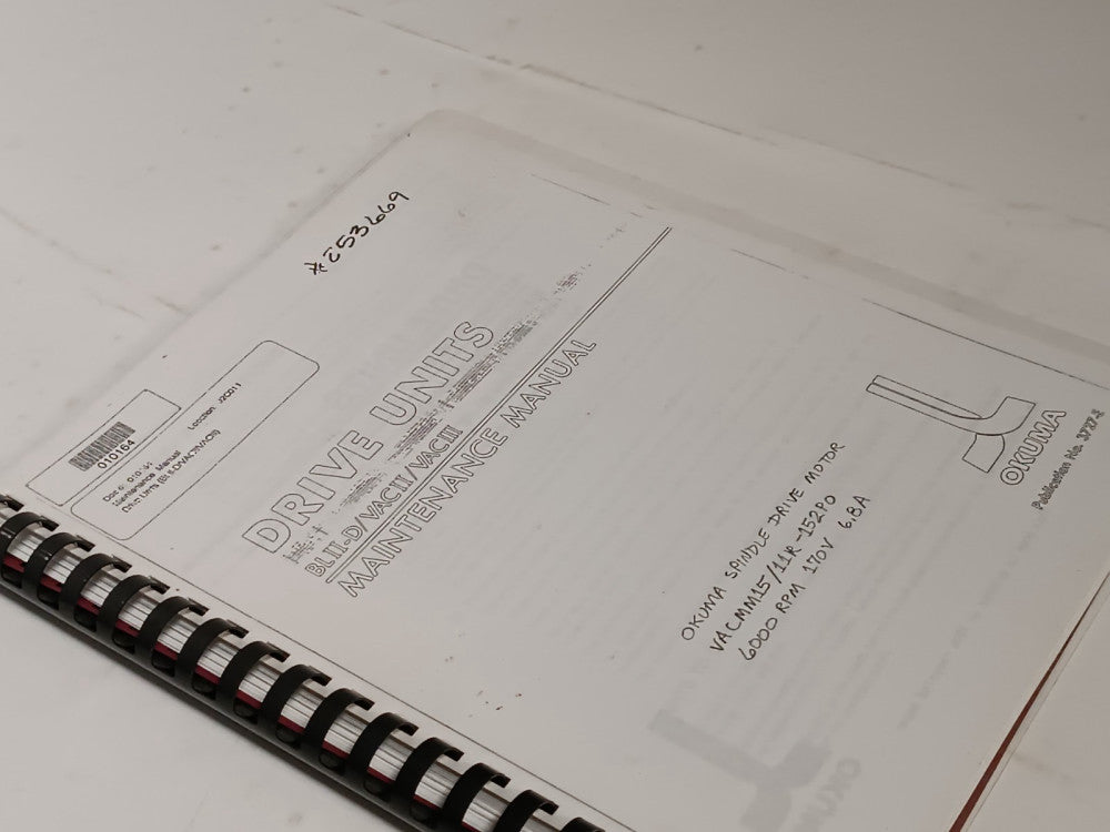 Okuma Drive Units BLII-D/VACII/VACIII Maintenance Manual Pub. No. 3727-E