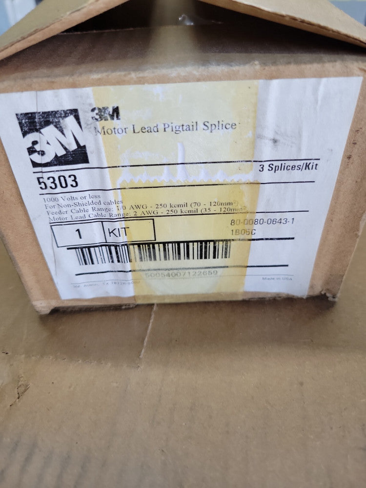 New, 3M 5303 Motor Lead Pigtail Splice Kit 1/0AWG-250kmil 1000V, 3 splices/ kit