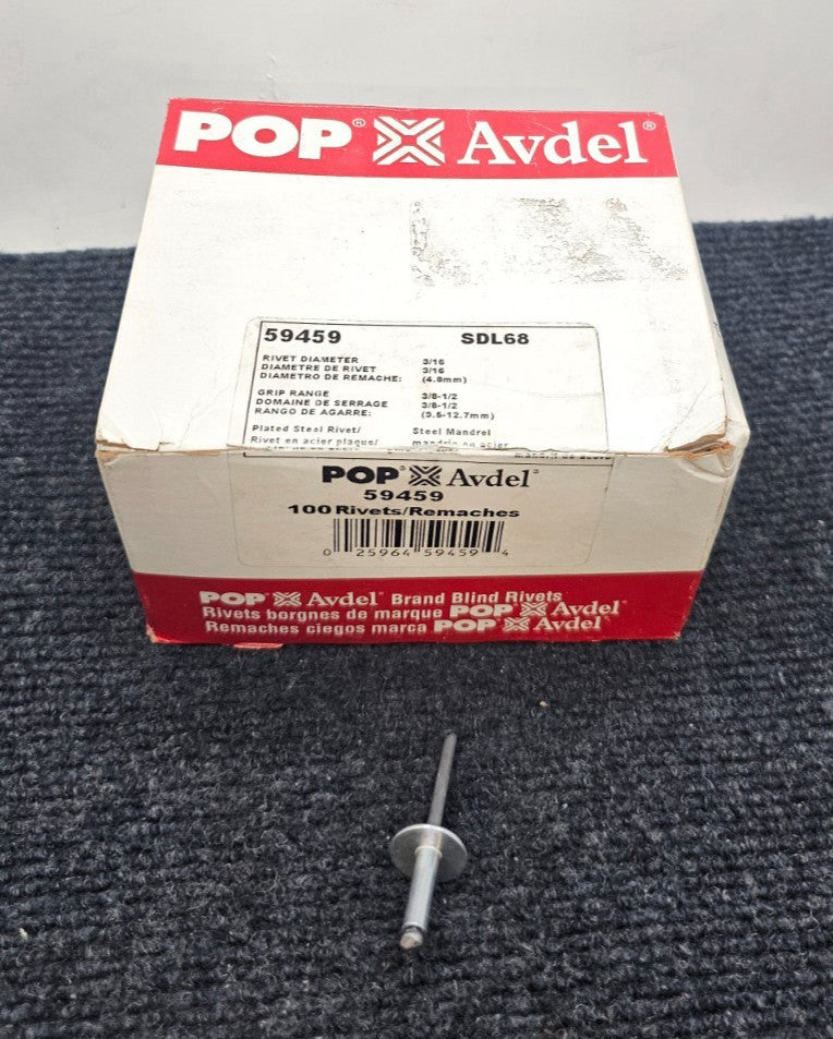 (QTY 100) POP AVDEL 59459: Heli-Coil Steel Rivets/Remaches