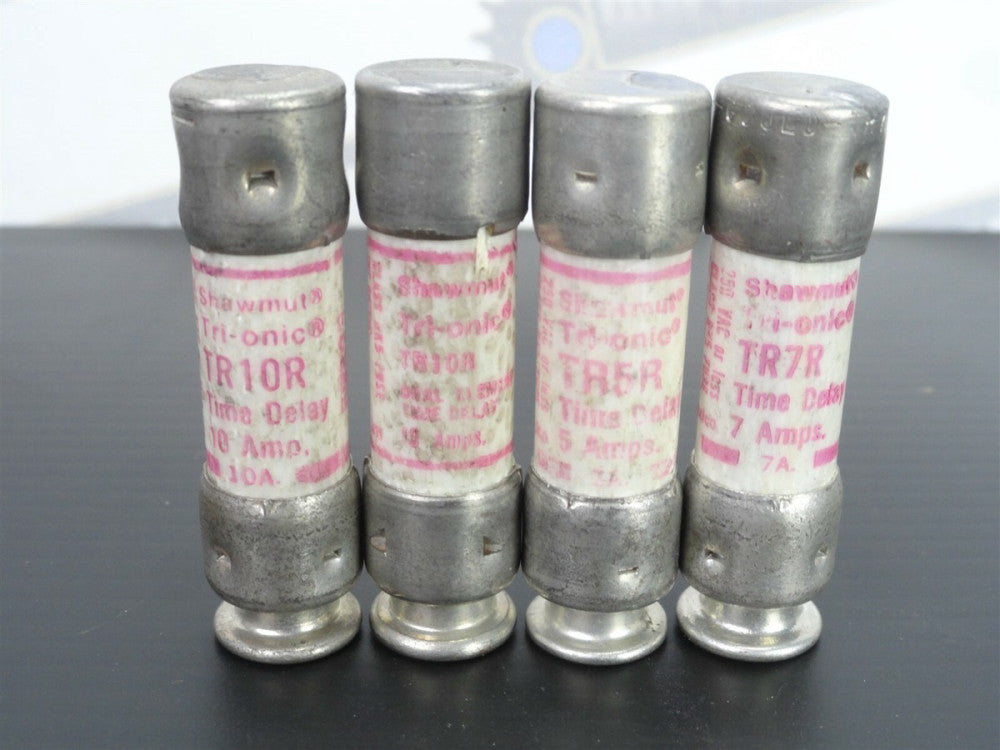 Lot of 4- SHAWMUT TRIONIC - (2)TR10R, TR5R & TR7R Time Delay Fuses (NEW)