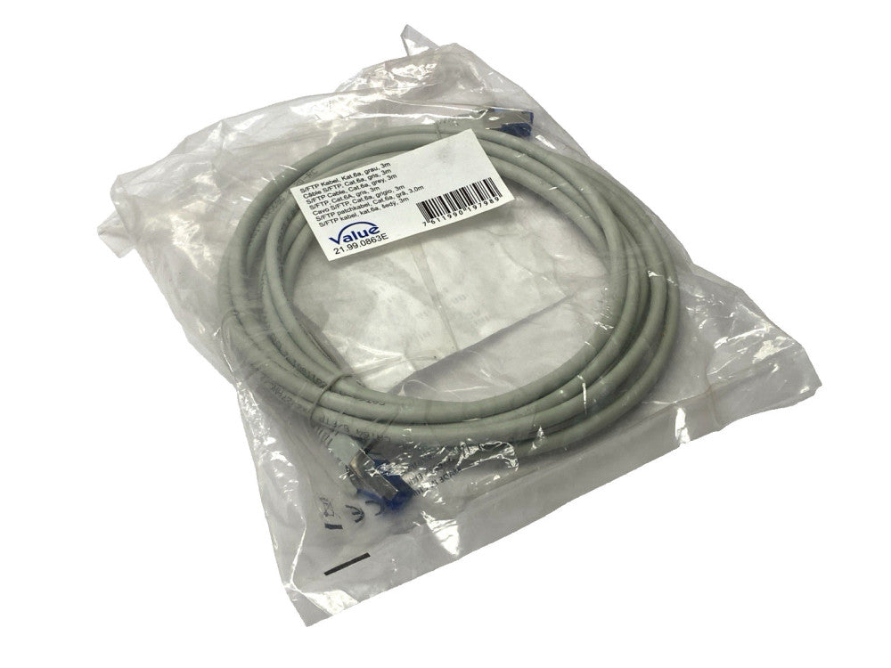 Value 21.99.0863E Double Ended Ethernet Cable Gray Male RJ45 Connectors 3m