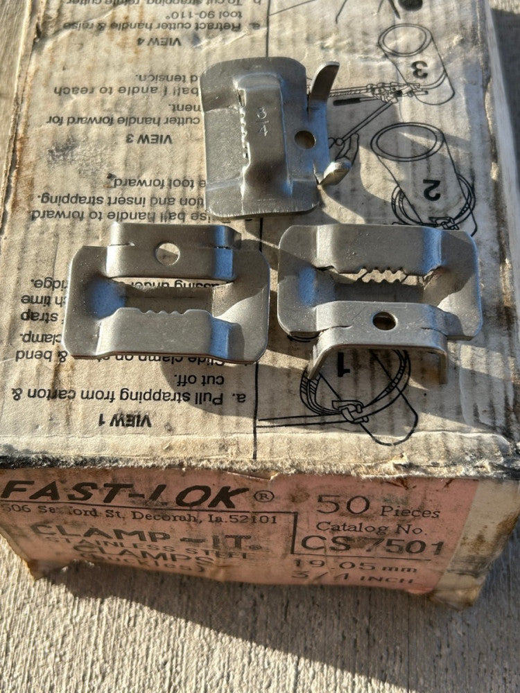 CS7501 Clamp-It Fast-Lok 3/4" 301 Stainless Steel Clamps Buckles 48 Pieces