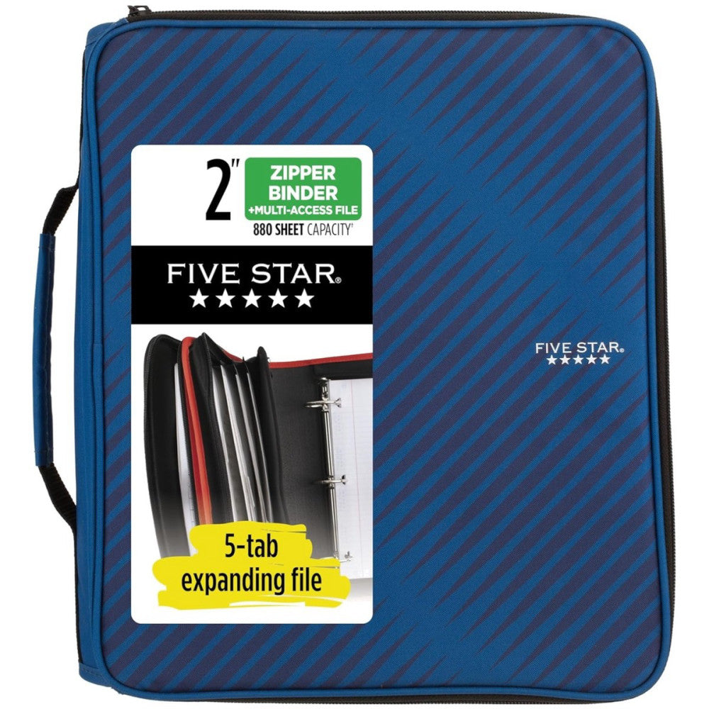 Durable 2" Cobalt Blue Zipper Binder & Expanding File - 880 Sheet Organization