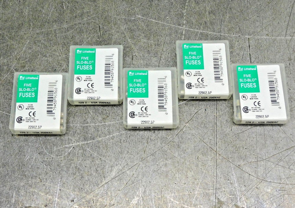 Littelfuse 22902.5P SloBlo Glass Cartridge Fuse 250V 2.5A Lot of Twenty-Five(25)
