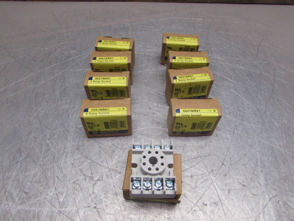 LOT of 9! SQUARE D 8501NR51, SER-B ,8-PIN RELAY SOCKET, 10A/600V , 9- BRAND NEW!