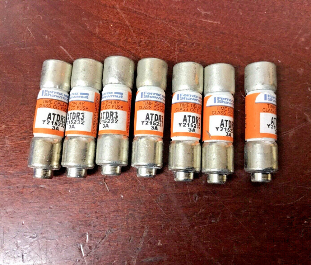 (Lot of 7) Ferraz Shawmut ATDR3 Class CC Fuse 3A 600Vac