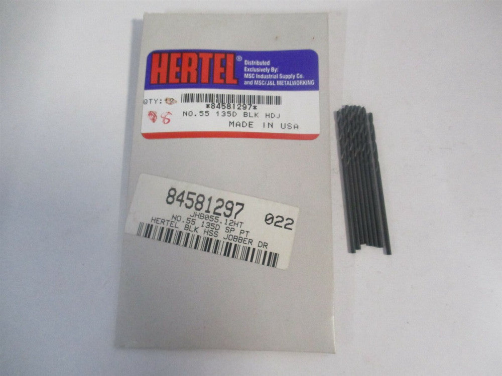 (84581297) #55 7/8" x 1-7/8" OAL 135° High Speed Steel Jobber Drill - Qty 8