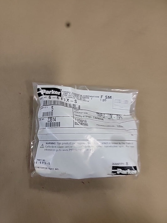 5 Parker Adaptor Fittings Triple- Lok - Pipe 9/16 X3/8  P/N 6 - 6 FTX-S    