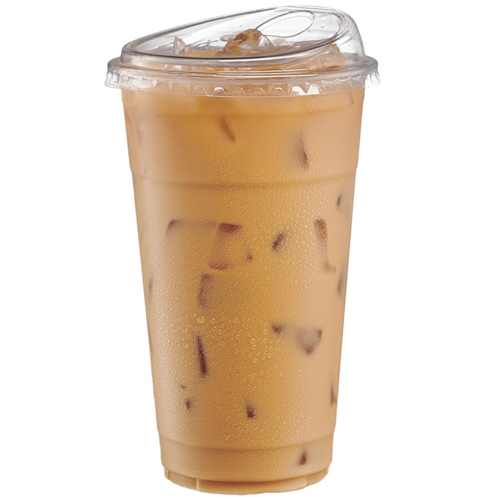 Clear Plastic Cups with Lids [24 oz - 50 Count - Disposable Iced Coffee Drink...