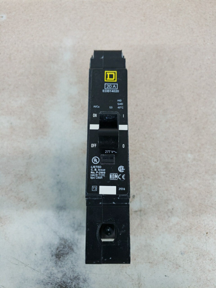 1) Square D EDB14020 Miniature Circuit Breaker NEW TYPE-NEW TAKE OUT
