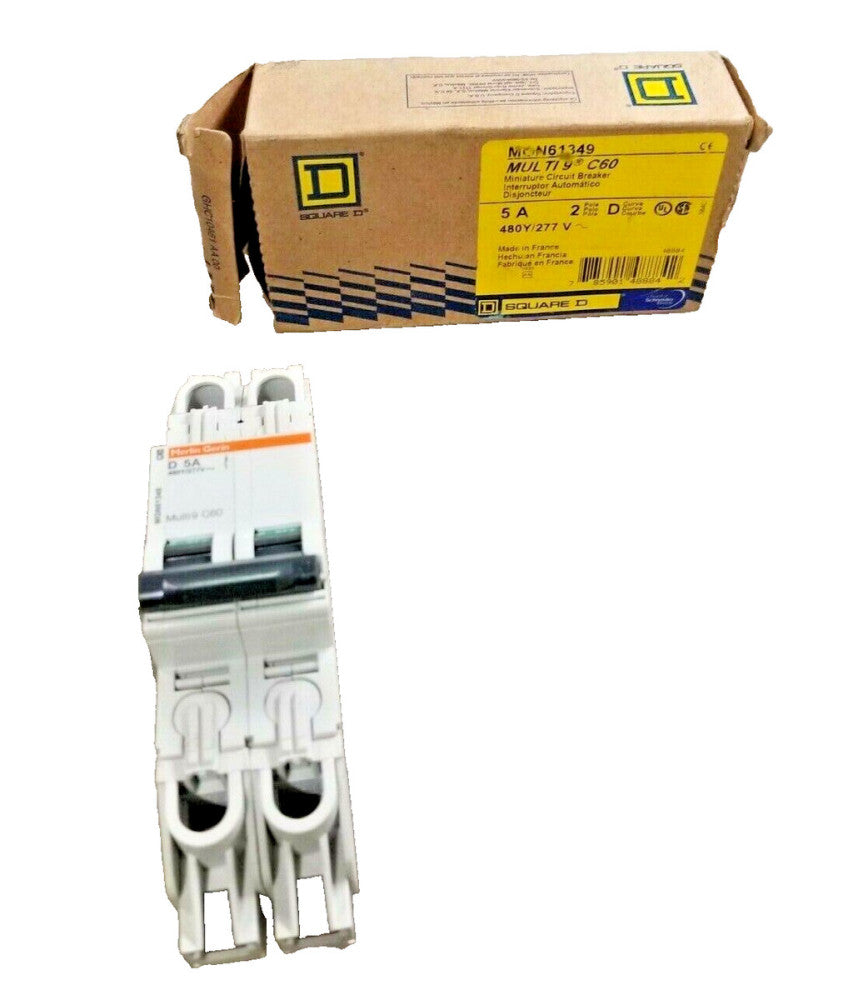 NEW SQUARE D 5 AMP MINIATURE CIRCUIT BREAKER 480Y/277 VAC 2 POLE  MGN61349