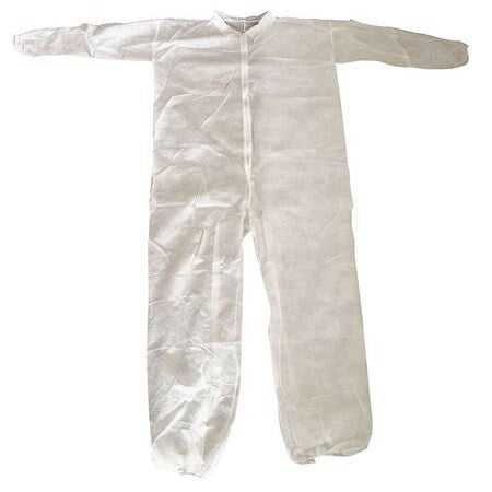 Condor 26W762 Disposable Coverall, Collared, 2Xl, Polypropylene, Zipper,