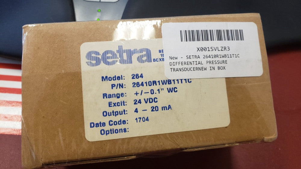 NEW SETRA Model 264 Pressure Transmitter +/- .1" WC 24VDC 4-20mA 26410R1WB11TC