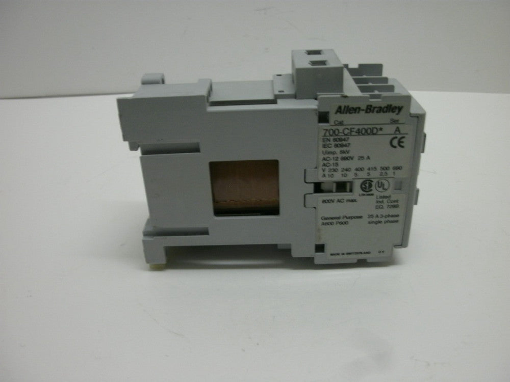 ALLEN BRADLEY 700-CF400D* SER A GENERAL PURPOSE CONTACTOR AC-12 690V 25 A