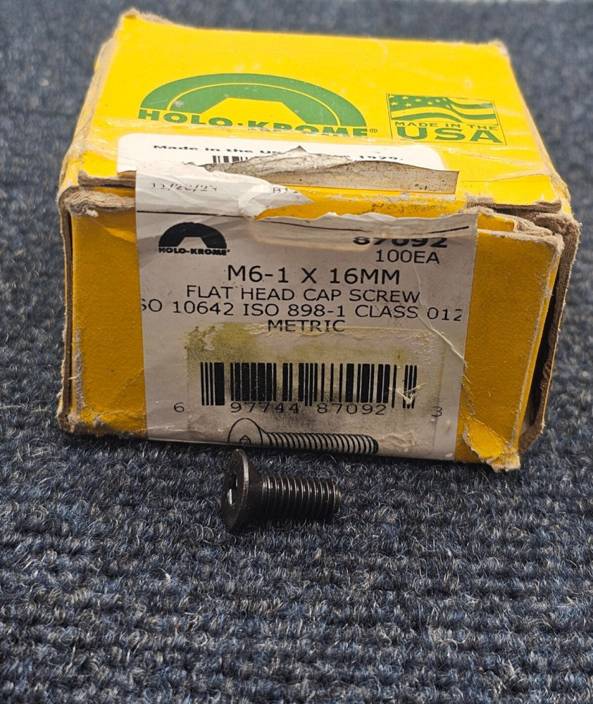 (100 PIECES) Holo-Krome 87092 M6-1.00 x 16 mm Flat Head Cap Screws