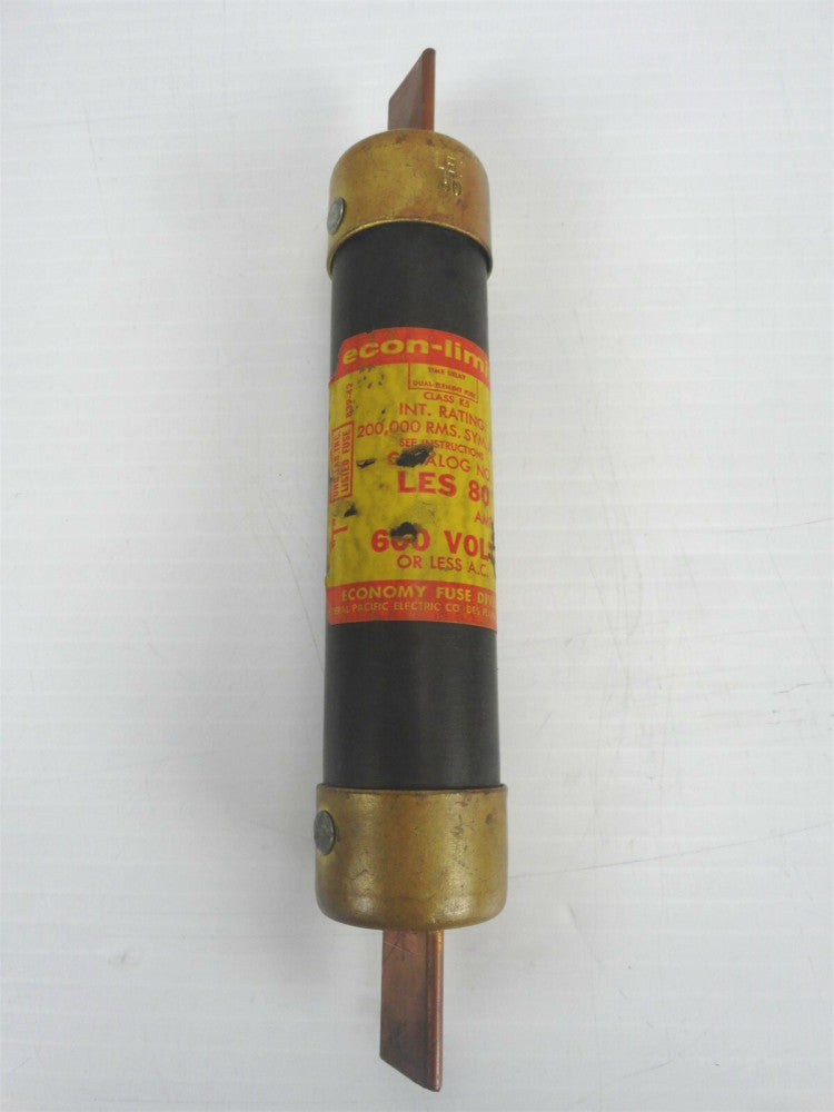 ECONOMY FUSE DIVISION LES80- 80 Amp, 600 Volt, Time Delay, Dual Element (NEW)