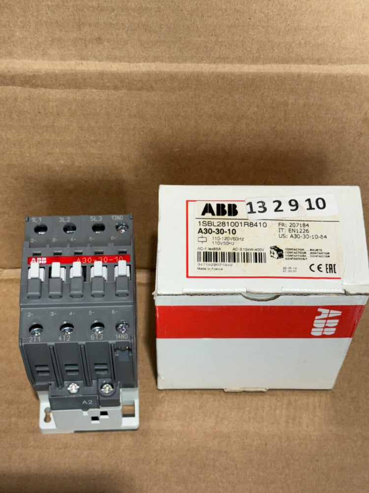 ABB 1SBL281001R8410 A30-30-10 Contactor 110V 50Hz / 110-120V 60Hz 3 Pole 32 Amp