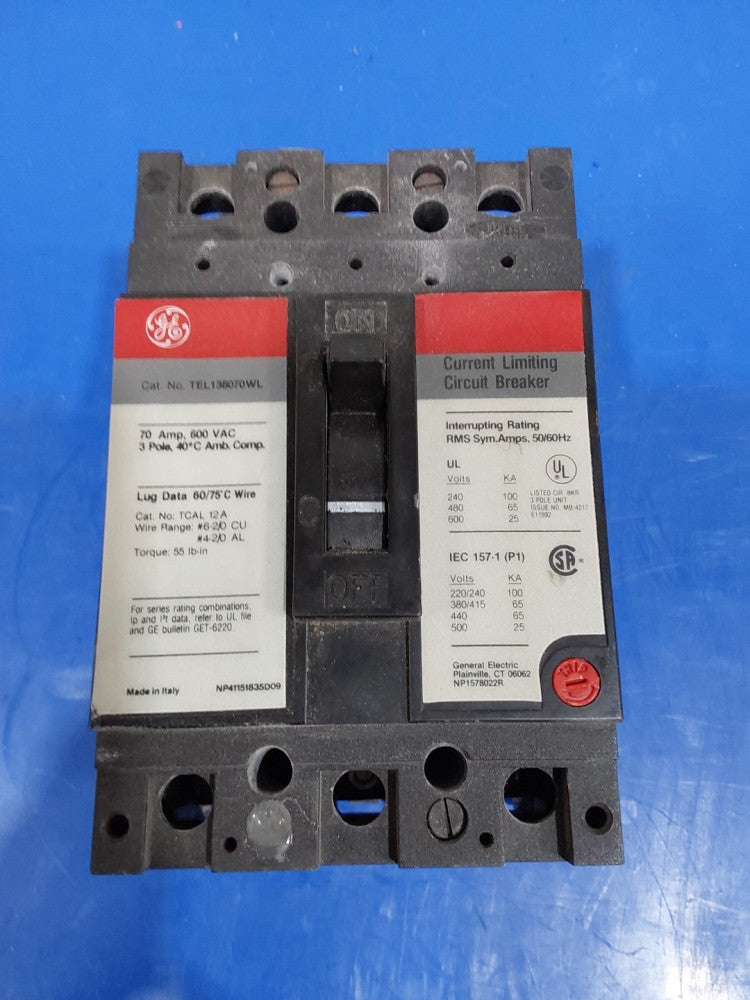 G.E TEL136070WL 70A Circuit Breaker 480/600V 3 Pole 70 Amp