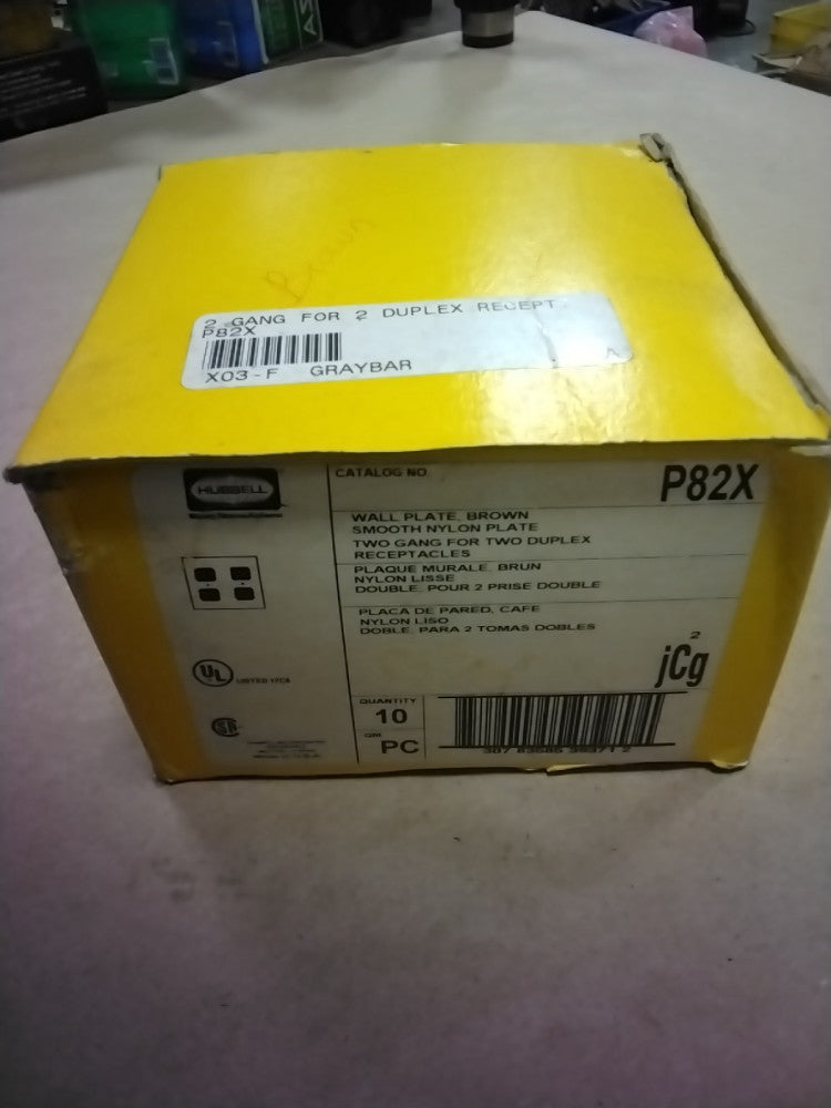 HUBBELL P82X Wall Plate Brown Two Gang, Box Of 9