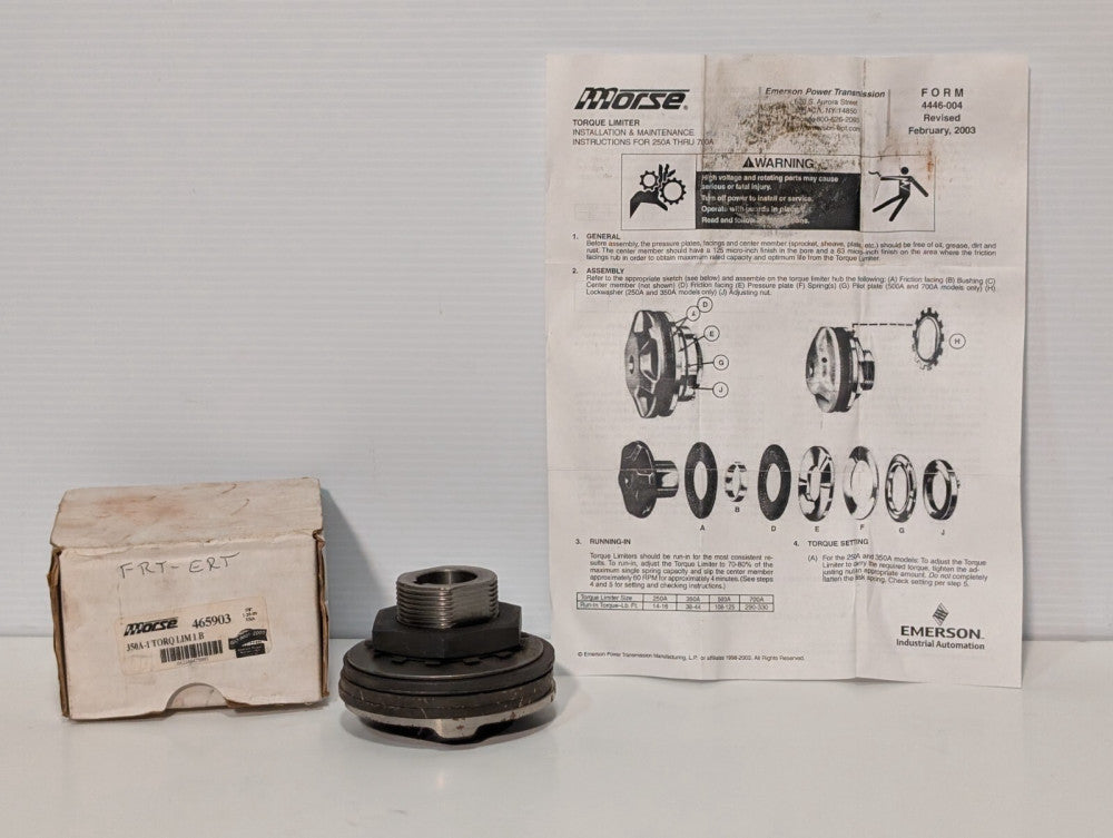 Morse 465903 350A-1 Torque Limiter 7/8in Diameter Finished Keyed Bore