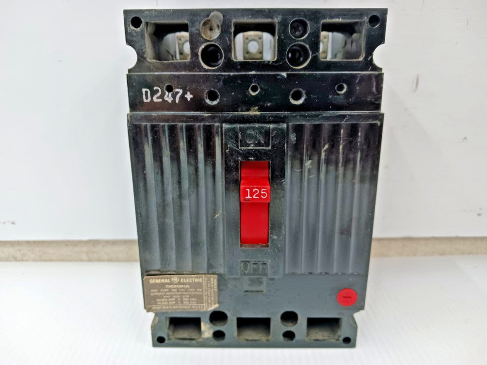 GE 125 AMP CIRCUIT BREAKER 3 POLE 480 VAC THED134125