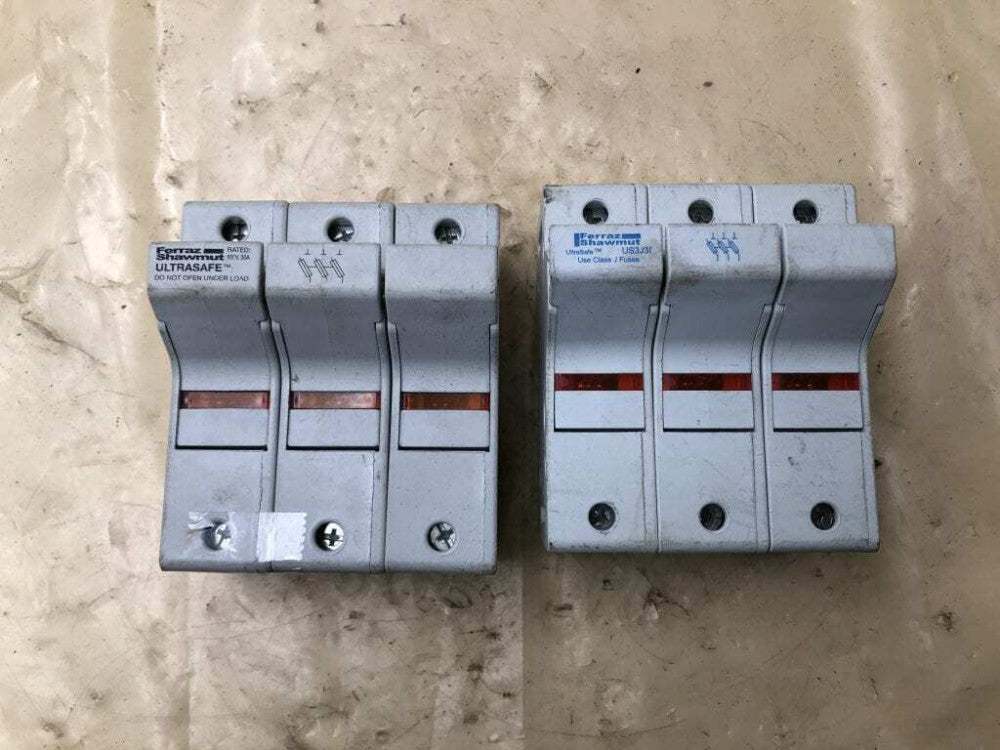 Ferraz Shawmut US3J3I ULTRASAFE 30A 3 Pole Fuseholder 600VAC/DC 14-2AWG Lot of 2