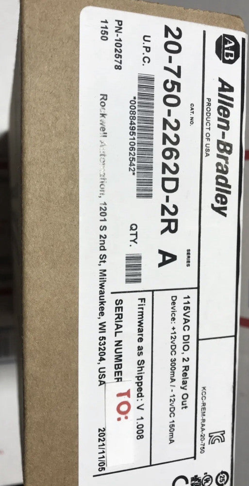 2021 NEW SEALED 20-750-2262D-2R POWERFLEX 750 I/O OPTION CARD 115VAC