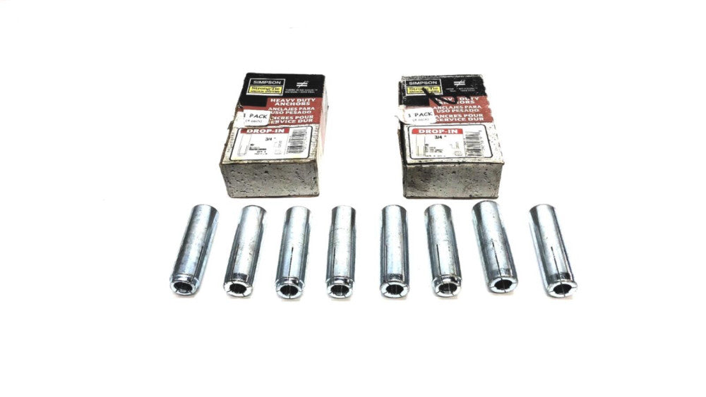 Simpson 2 Packs of 4 (8 Pieces Total) 3/4" Anchor Drop-In DIA75-R USED