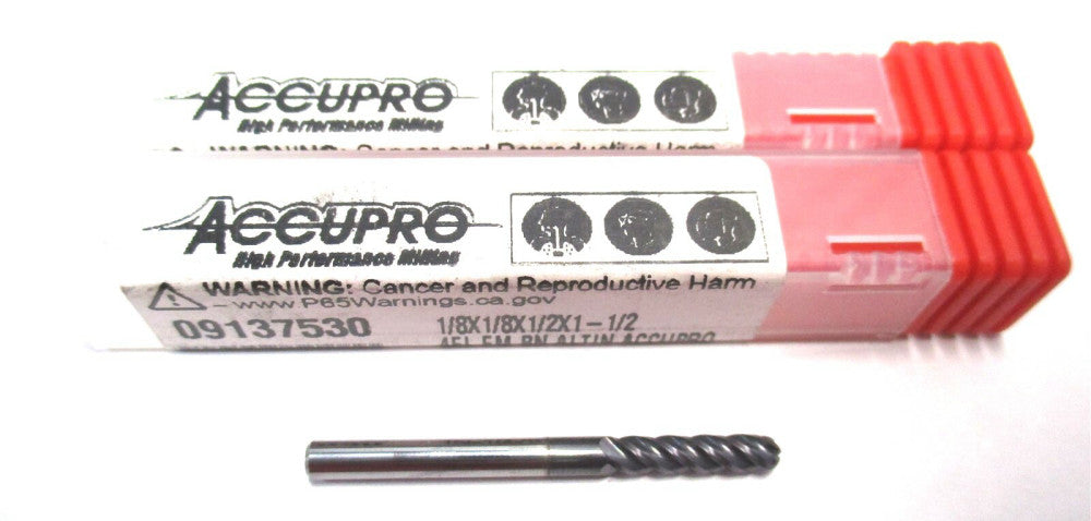 NEW (09137530) 1/8 x 1/8 x 1/2 x 1-1/2 4F SE RH Carbide Ball End Mill - 2 QTY