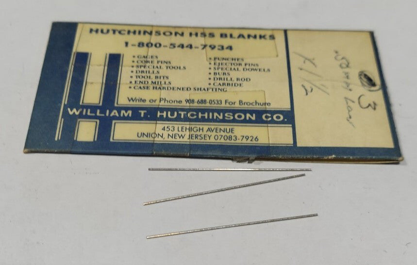 Lot Of 3 - USA Hutchinson .50mm x 1-1/2" Low Drill Blank Reamer Pin Gage