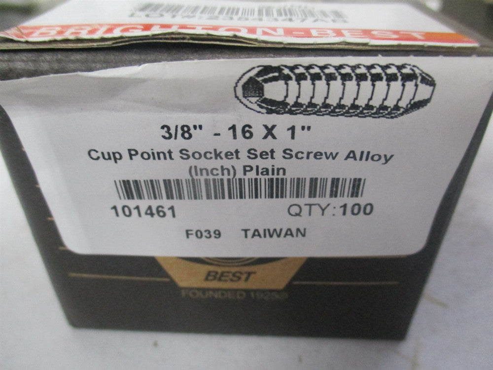 (101461P) 3/8-16 UNC 3/16" x 1" OAL Cup Point Set Screw - Pack of 100