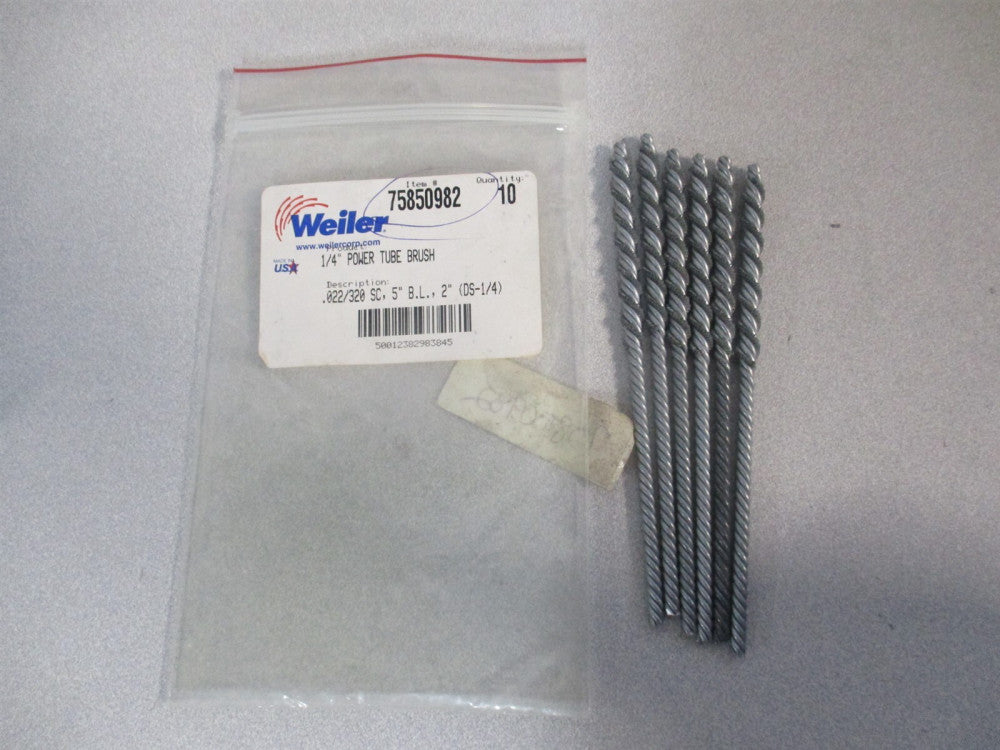 Weiler (98384) 1/4″ x 2" x 5" OAL Single Spiral Helical Nylon Tube Brush - Qty 6