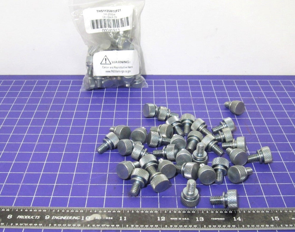Electro Hardware 1/4-20 Knurled Head Steel Thumb Screws 3/4" OAL Quantity 60 Pcs