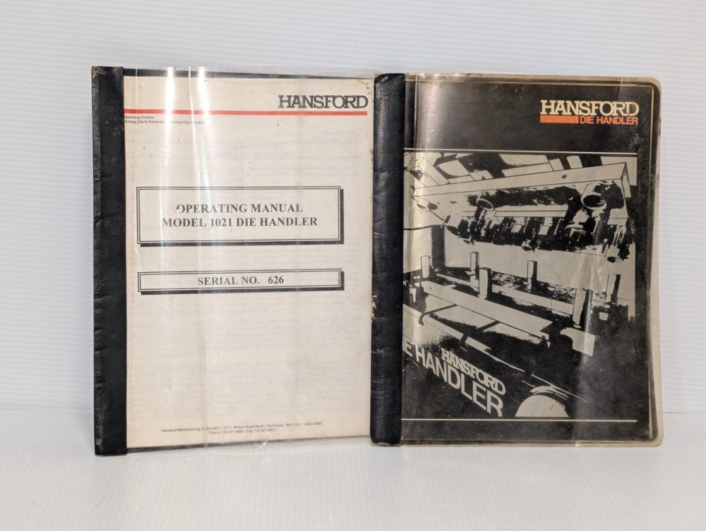 Hansford Model 1021 Die Handler Serial 382 Operations Manual, as shown