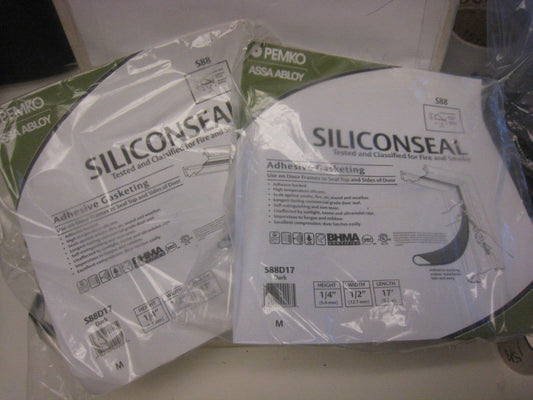 2 Pemko Siliconseal S88D17 17' length 1/4 H 1/2 W gasketing Needs added adhesive