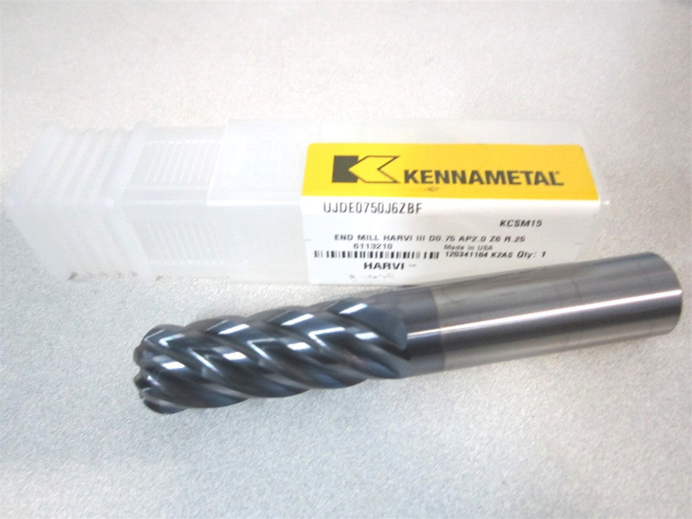 Kennametal (6113210) 3/4x2"x3/4"x4-1/2" Solid Carbide 6Fl Corner Radius End Mill