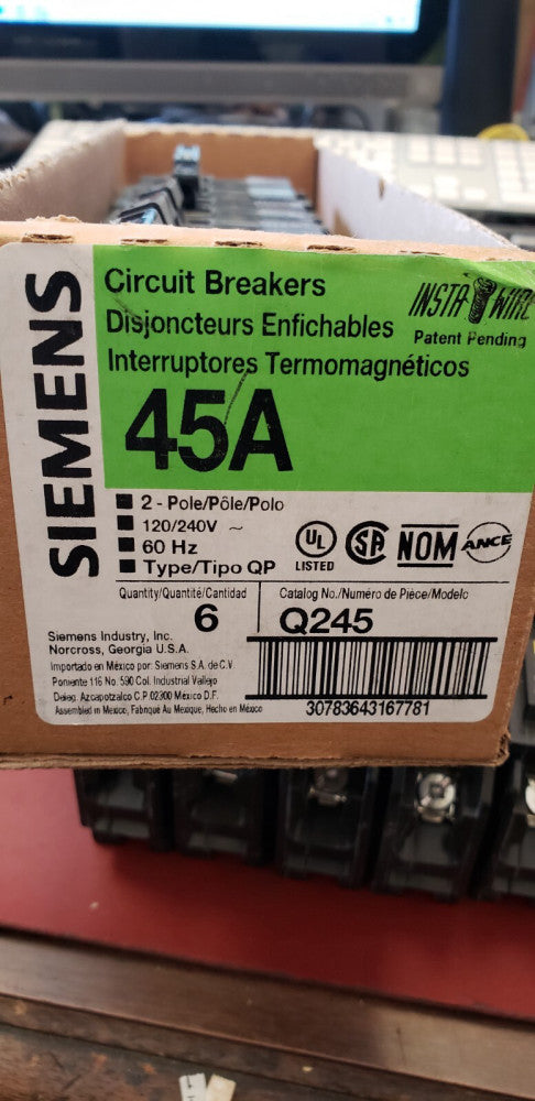 NEW. SIEMENS CIRCUIT BREAKER 2P, 45A, CAT# Q245 ( C1-5A)