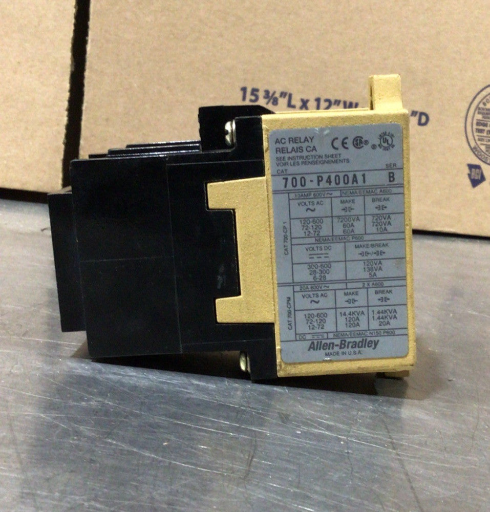 ALLEN BRADLEY 700-P400A1 AC RELAY CONTROL SER B 120V COIL USED