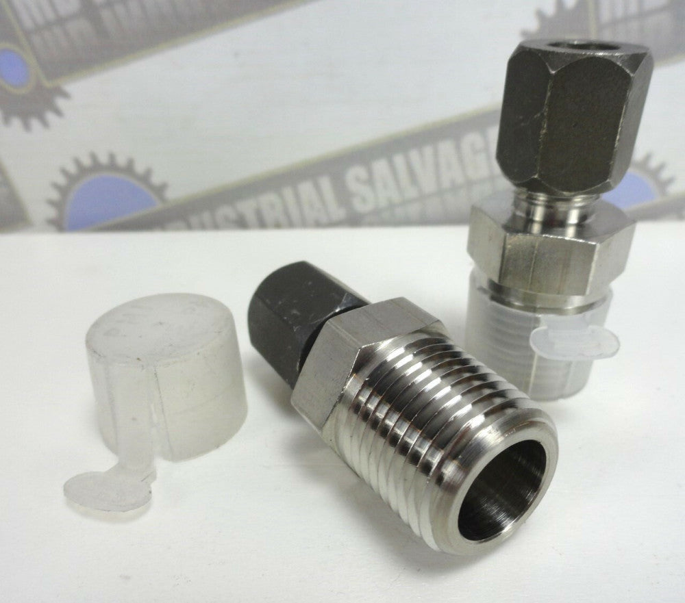 (Lot of 2) 316 SS Straight 1/2" Male NPT x 1/2" Tube Fitting - (NEW IN BAG)
