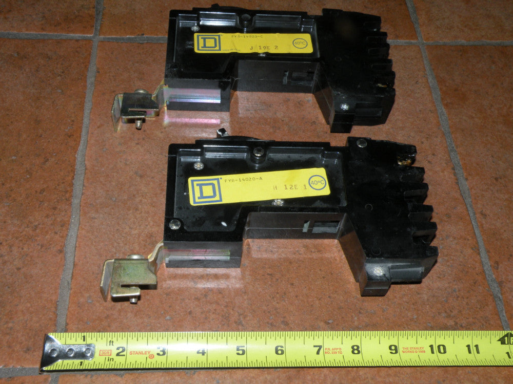 (2) Square D 20 Amp Circuit Breakers FYB-14020-A & FYB-14020-C