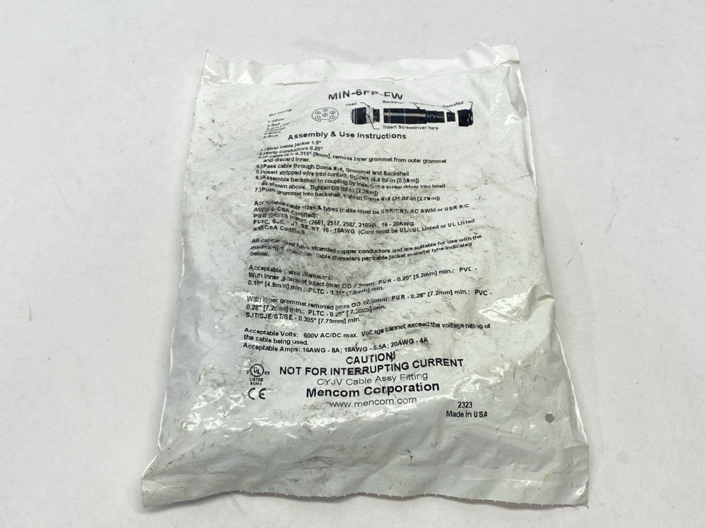 Mencom MIN-6FP-FW Field Wireable Connector MIN Size I 7/8" 6-Pole Female