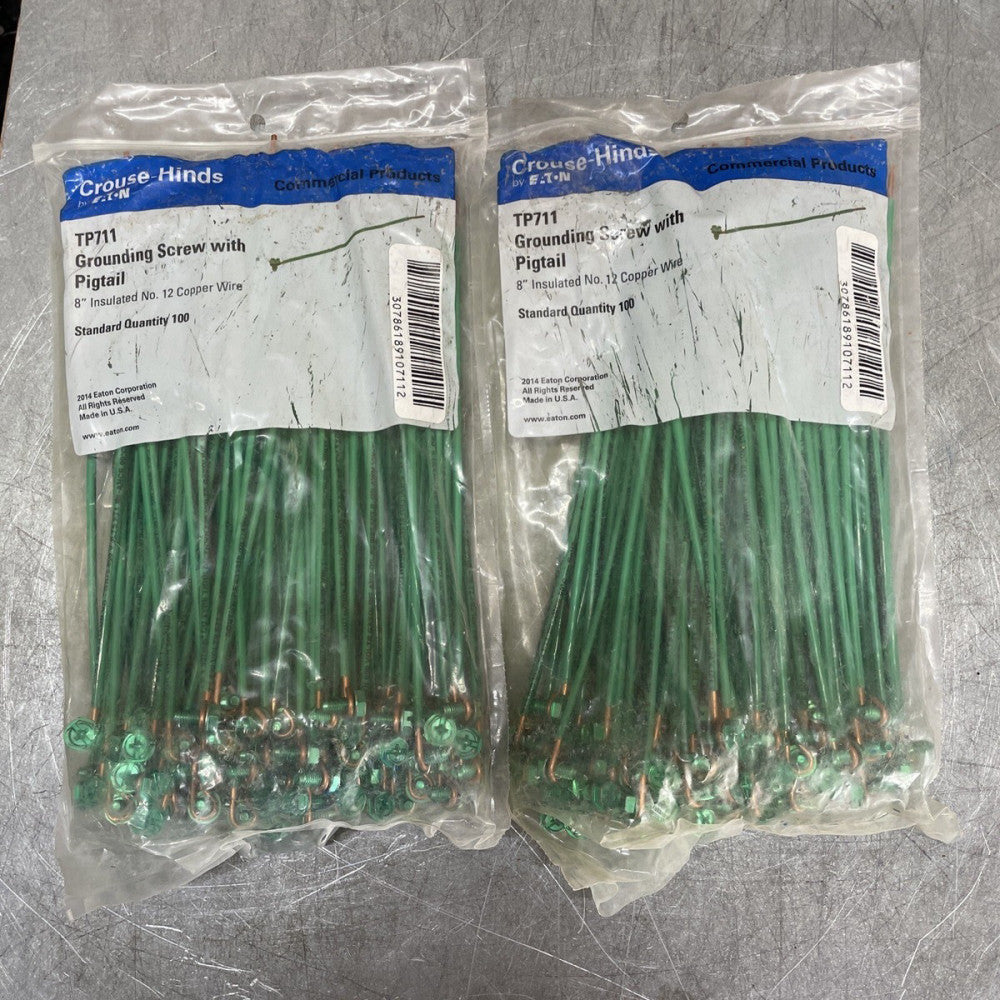 1) New Old Stock! EATON TP711 GROUNDING SCREW WITH PIGTAIL 100 PCS  8"