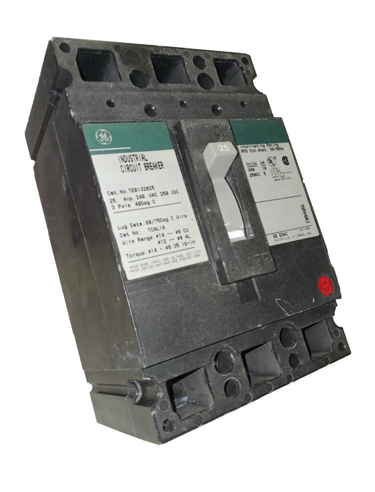 GE 25 Amp Circuit Breaker 3 Pole 240 VAC / 250 VDC  TEB132025