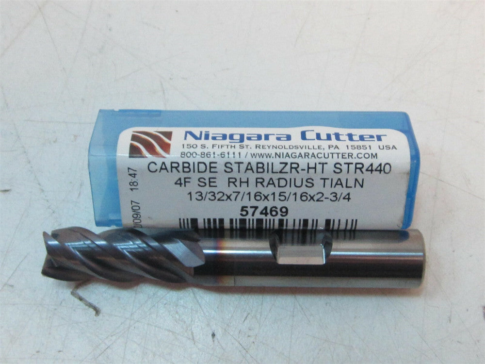 Niagara (57469) 13/32" Carbide 0.020" Radius End Mill 4F RH TiALN 7/16 Shank
