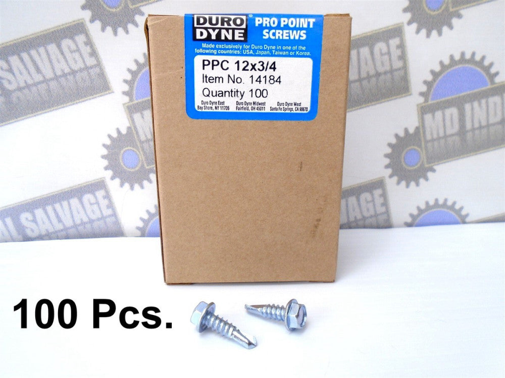 (100 Pcs) DURO DYNE - 14184 - PPC #12 x 3/4 Pro Point SELF-TAPPING SCREWS -(NEW)