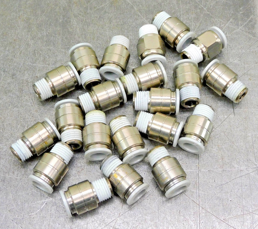 Festo QS-1/4-3/8-I-U-M Straight Push In Fitting 1/4" NPT Lot of Twenty-One (21)