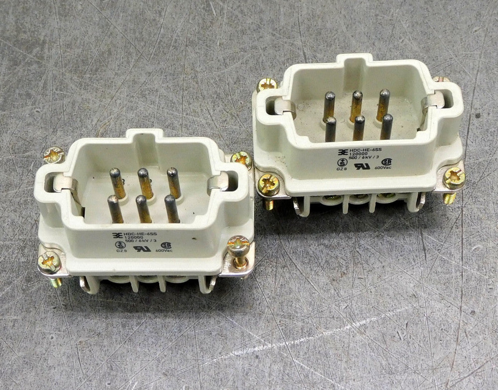 Weidmuller HDC-HE-6SS Male HDC Insert Connector 120000 6Pin 500/6kV/3 Lot of Two