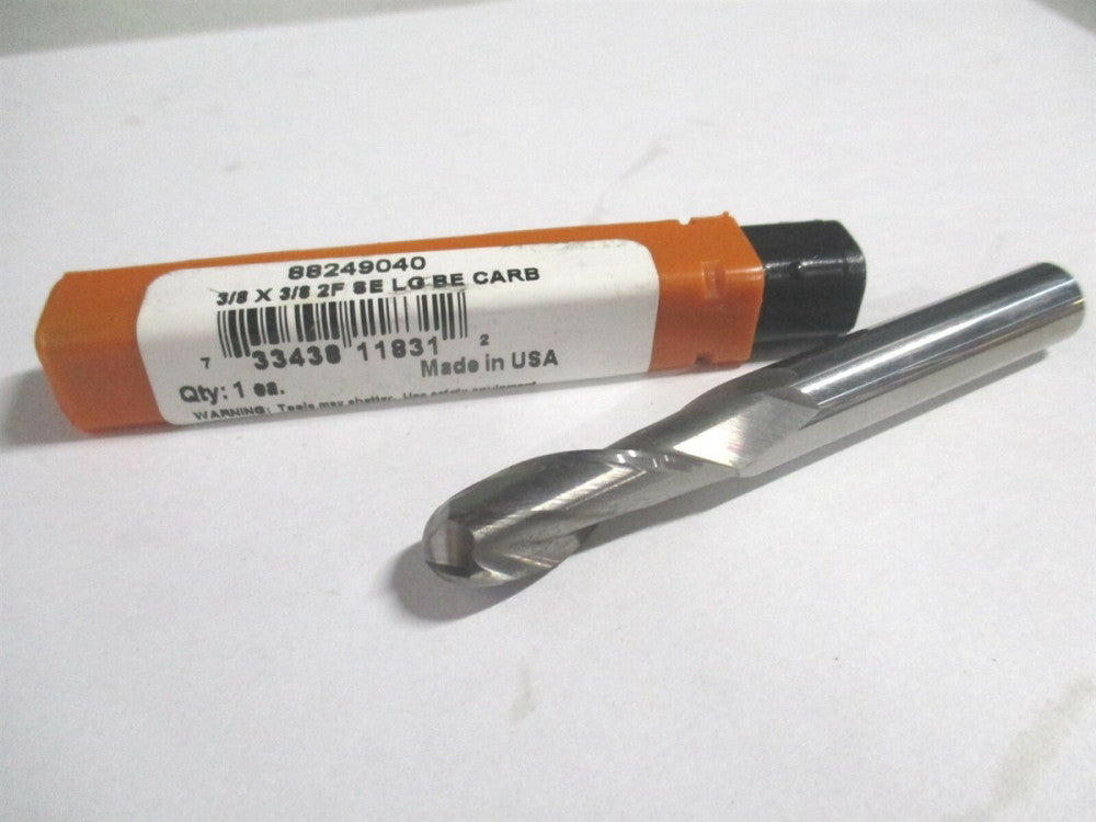 (E5014024) 3/8" x 1-1/8" x 3/8" x 3" OAL Solid Carbide 2 Flute Ball End Mill 