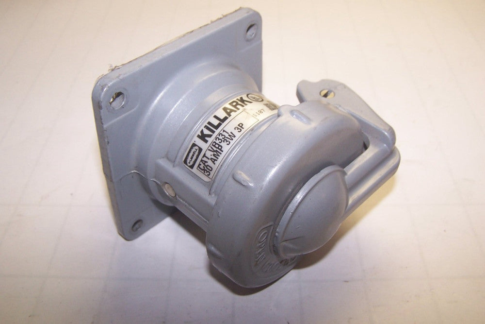 HUBBELL KILLARK 30 AMP 250 VDC 600 VAC 3 WIRE 3 POLE RECEPTACLE VR331